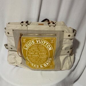 Louis Vuitton Cream and Gold Canvas Tote